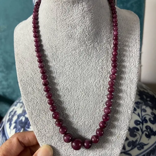 天然老矿红宝石项链血红颜色百搭轻奢气质