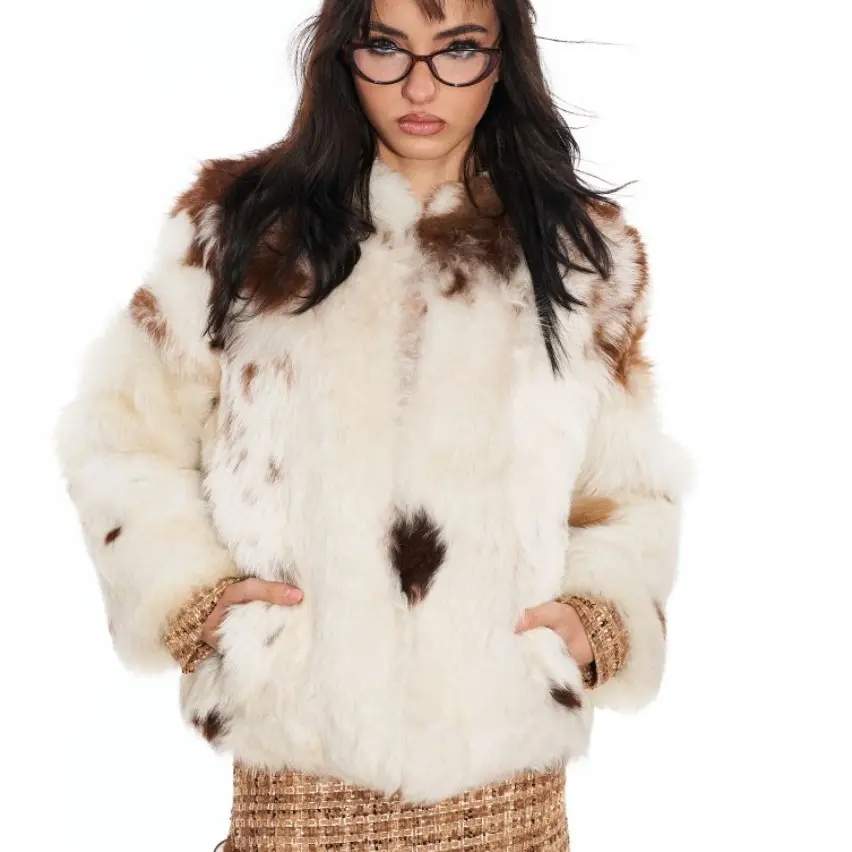 Daia棕白花本色托斯卡纳立领外套