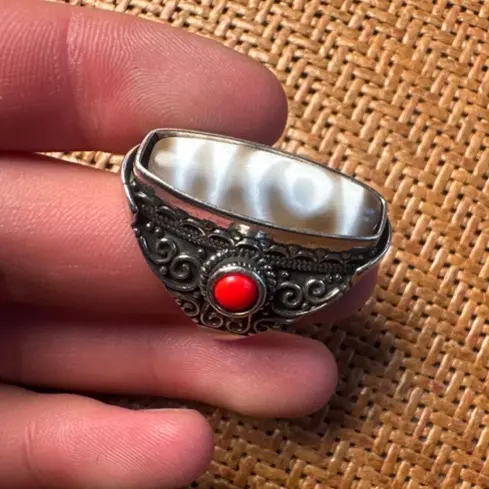 铜合金贝壳戒指 铜合金戒指 新款尼泊尔民族风镶嵌石男女通用指