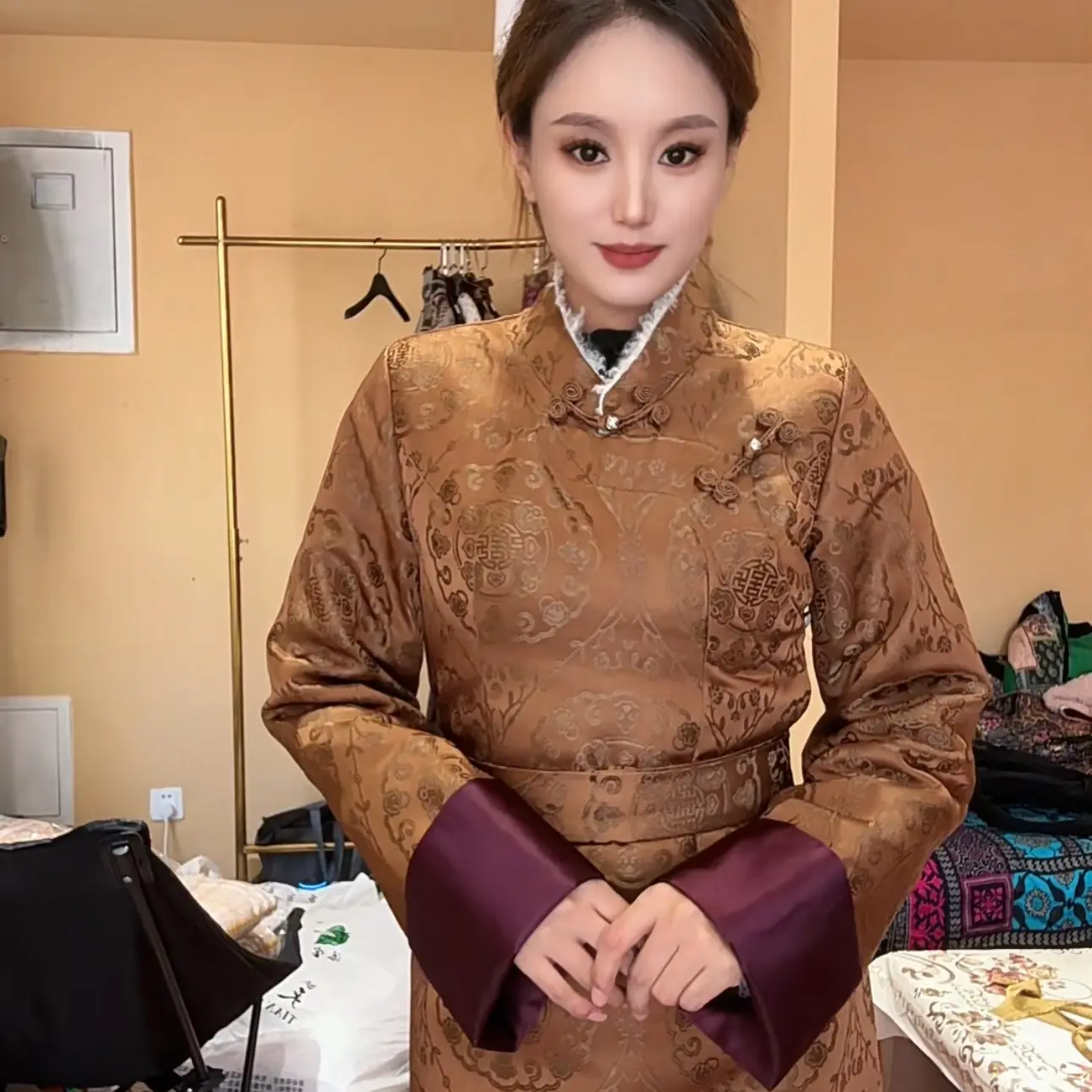 冬季加绒立领西藏服民族风女士保暖显瘦藏式博拉裙