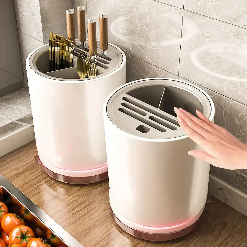 厨房旋转刀架置物架家用台面菜刀架子多功能筷子筒刀架一体收纳盒