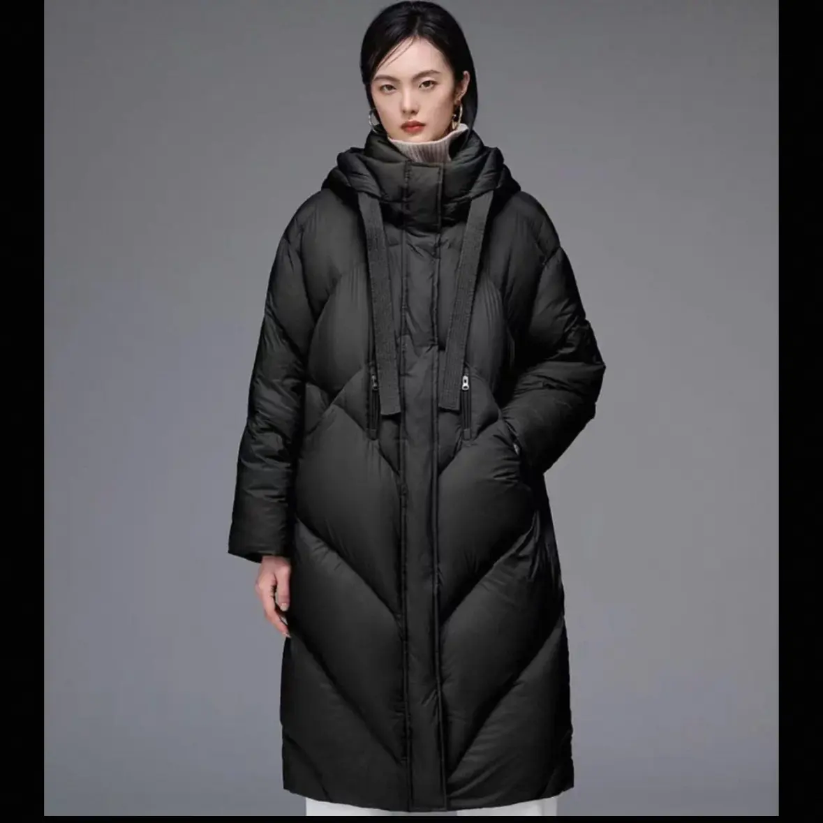 衣凡8833冬长袖女士防风长款宽松型女鹅服