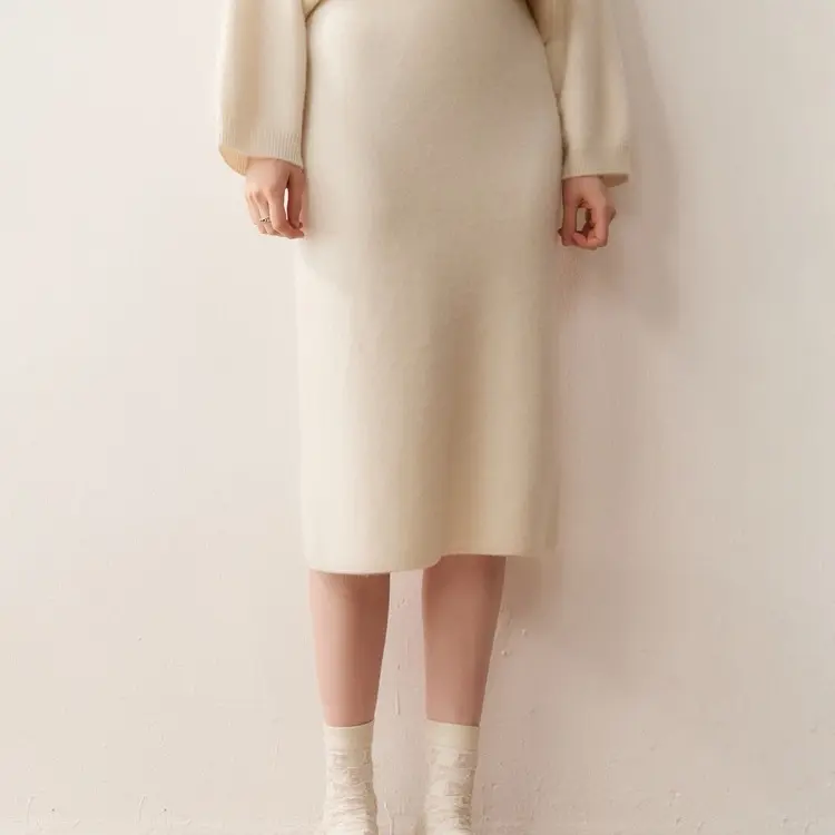 山羊绒高腰显瘦百搭加厚长款修身针织包臀半身裙女秋冬
