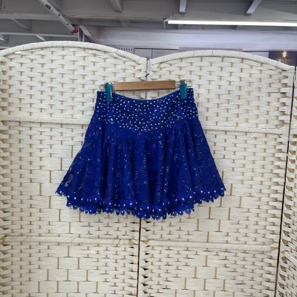 舞蹈服蕾丝钻裙蓬蓬裙显瘦重工黑色百搭短裙夏季表演半身裙