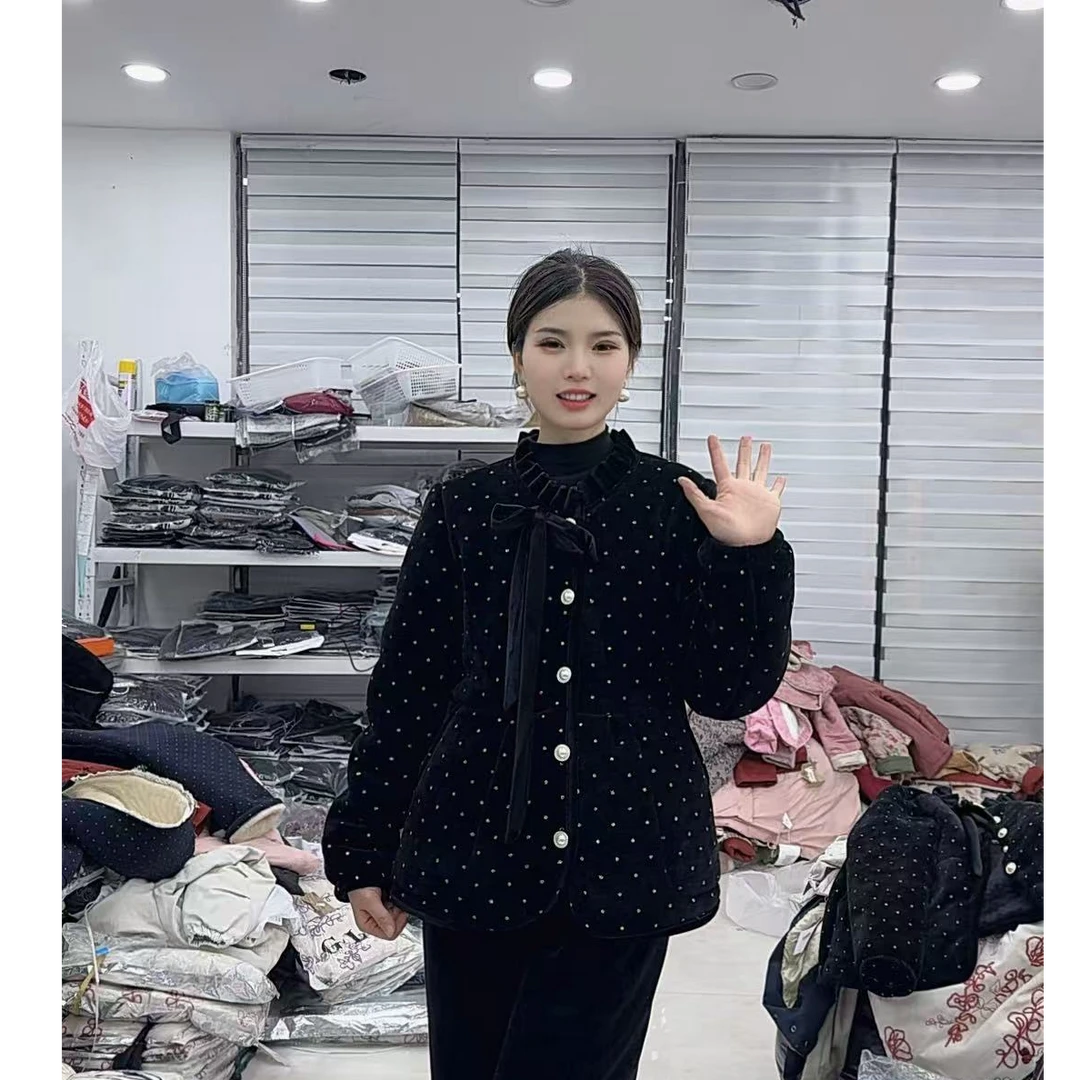 2025冬季《可外穿》圆领三层夹棉加厚亮晶晶小香风睡衣家居服套装女