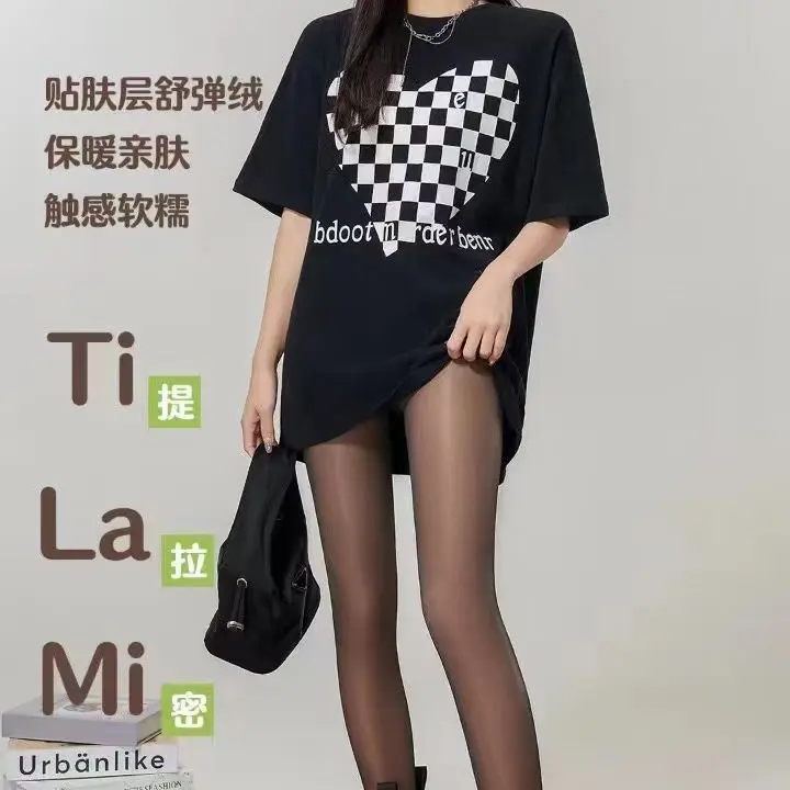 高腰面膜黑丝一线裆透肤加厚保暖打底裤秋冬黑透肤踩脚设计