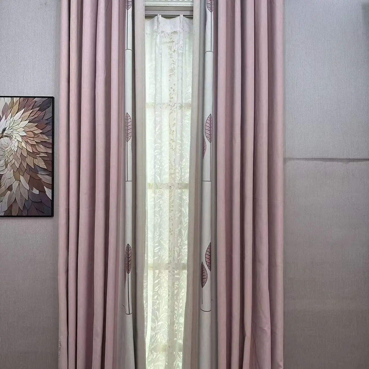 特价宽五米高275无缝拼接雪尼尔成品窗帘打孔款