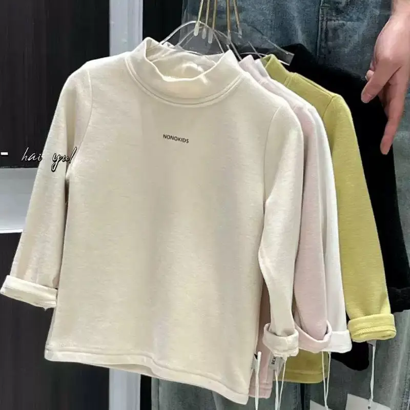 冬季儿童半高领加厚保暖弹力打底衫