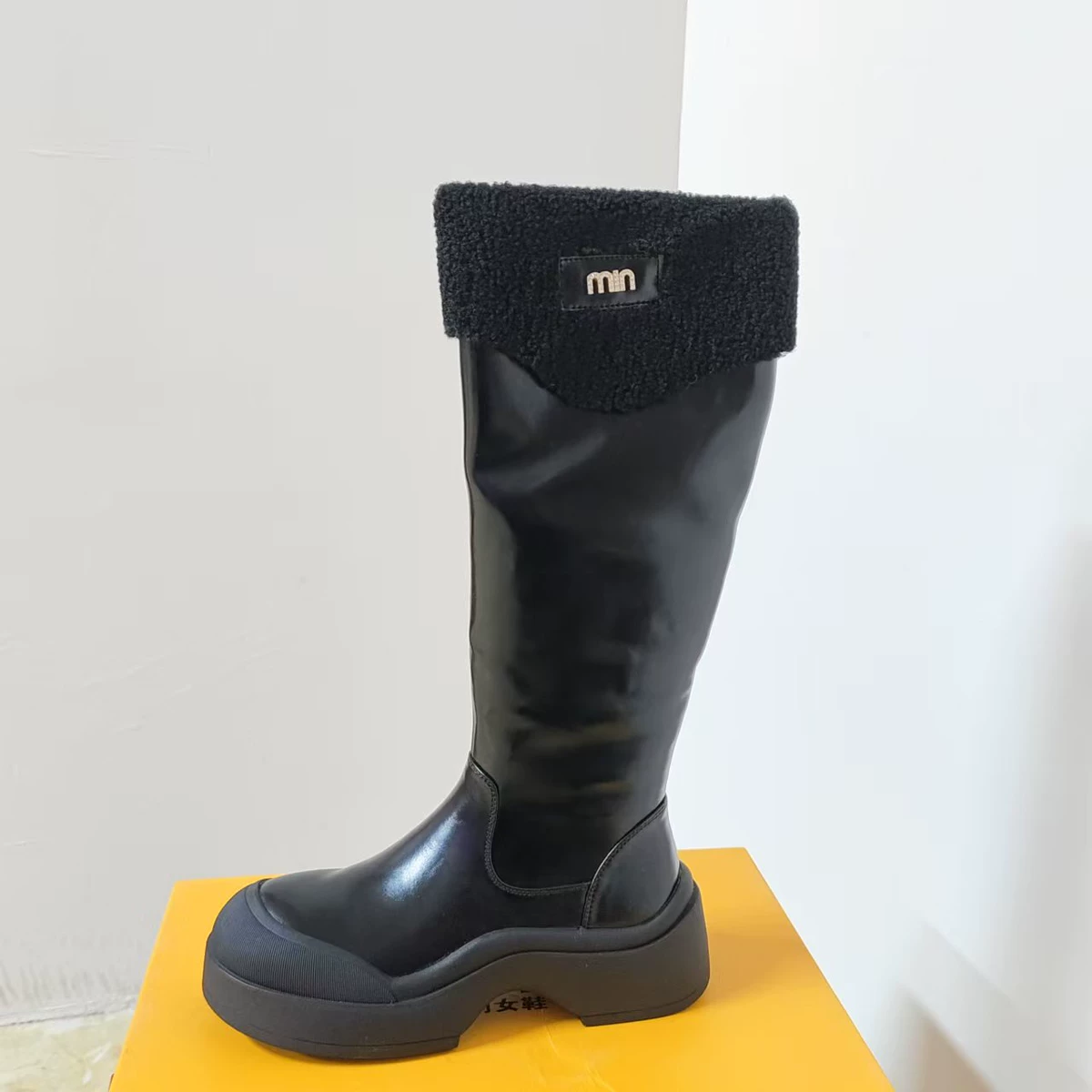 7179 2024新款冬季毛毛加绒加厚雪地靴女高筒厚底骑士靴