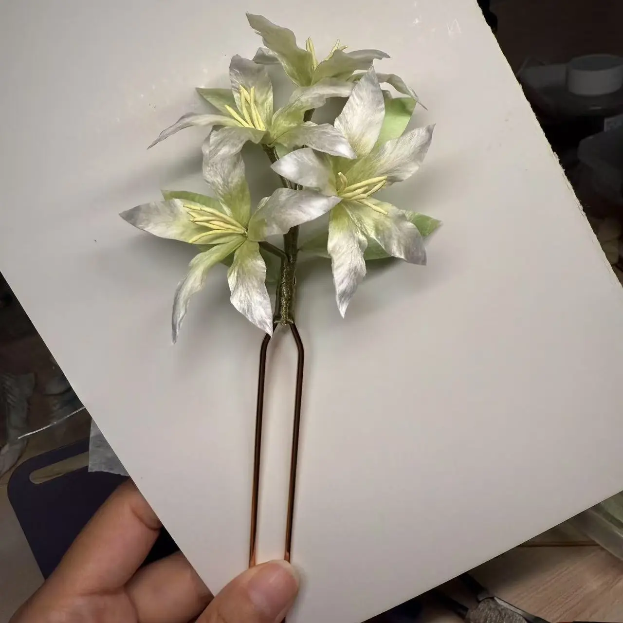 非遗绒花汉服旗袍发饰手工发夹