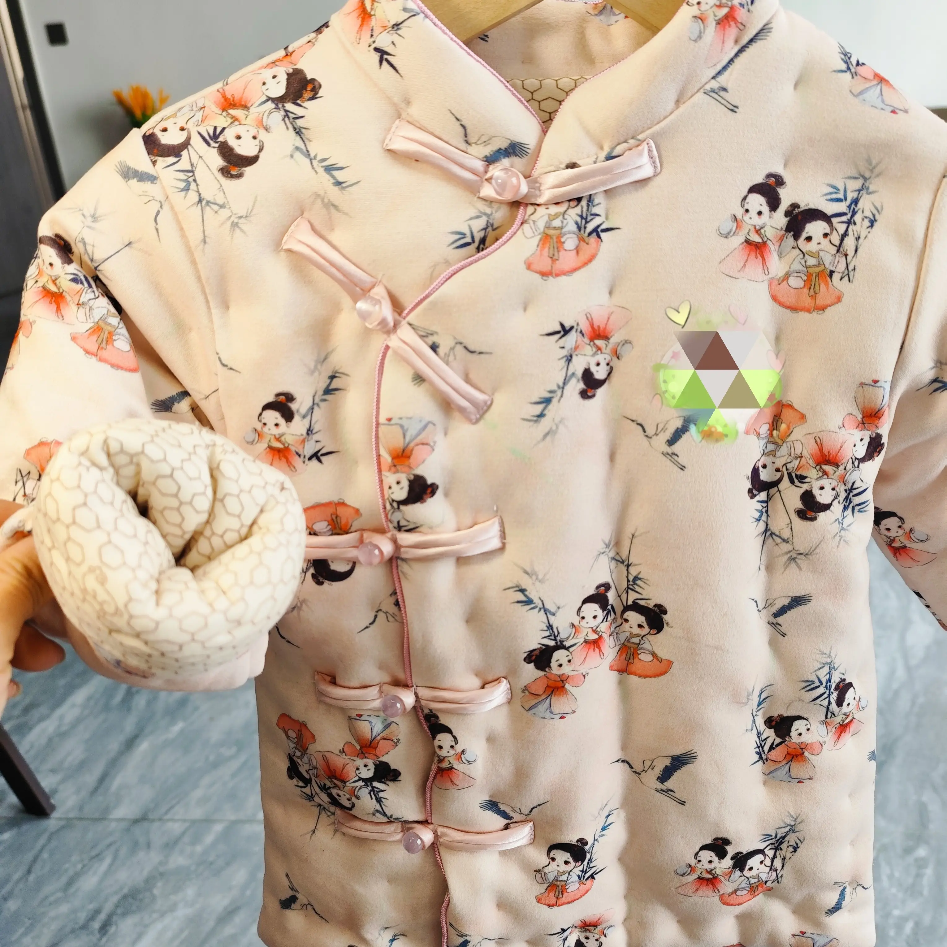 新款加厚国风纯棉花内胆手工儿童斜襟棉袄冬季抗寒神器