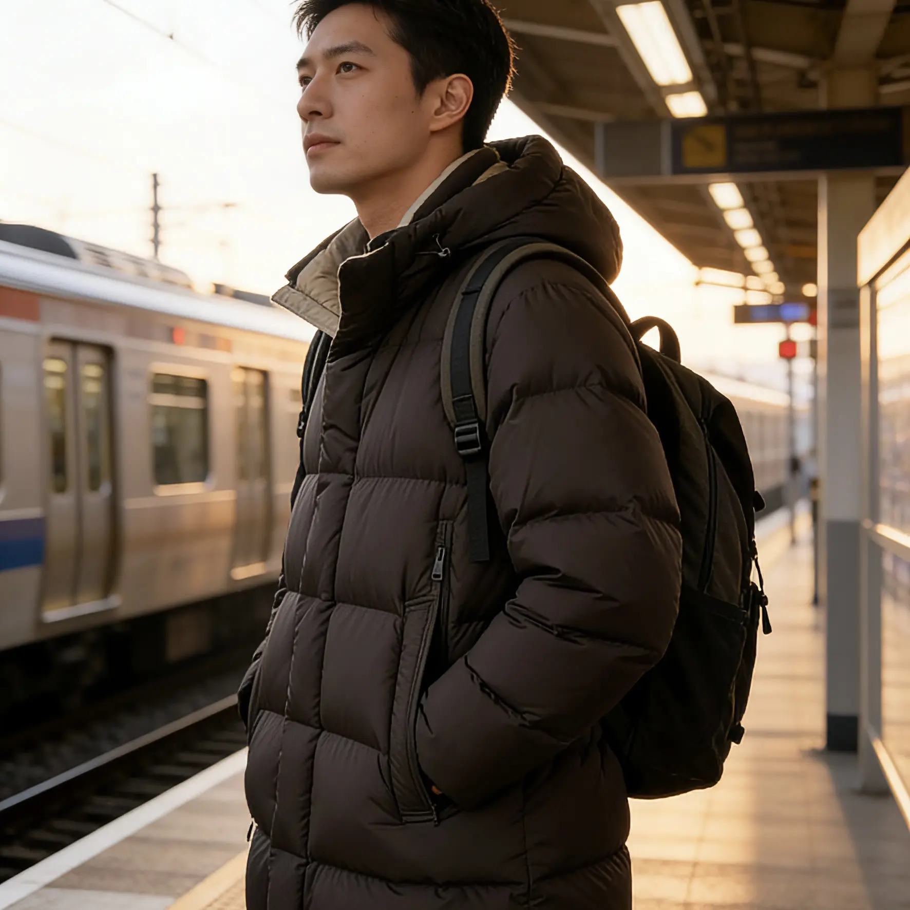 男士连帽三防加厚冬季中长款保暖羽绒服YR772