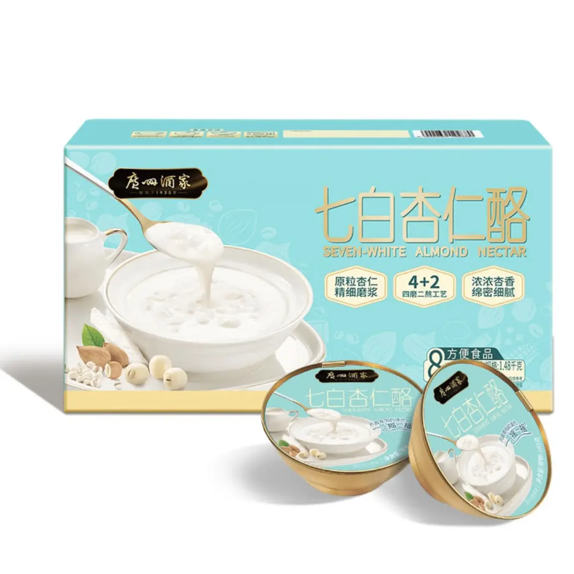 山姆代购七白杏仁酪185g*8碗南杏仁山药莲子马蹄早餐方便速食粥