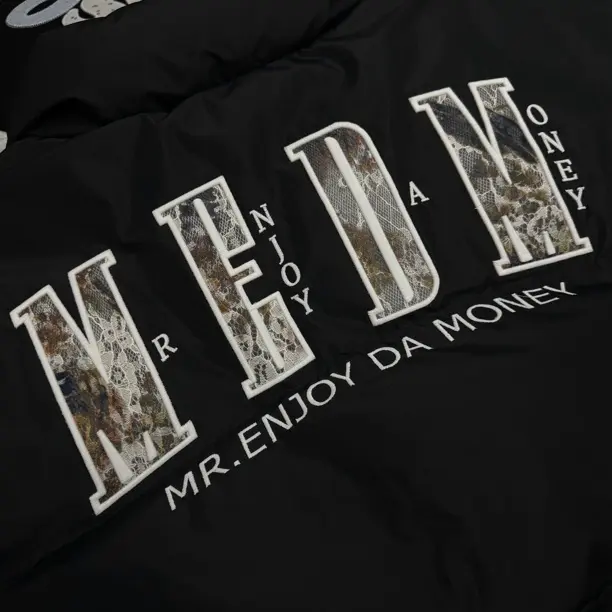 MEDM 新款火烧蕾丝休闲羽绒服潮牌保暖防寒立领面包服情侣外套冬