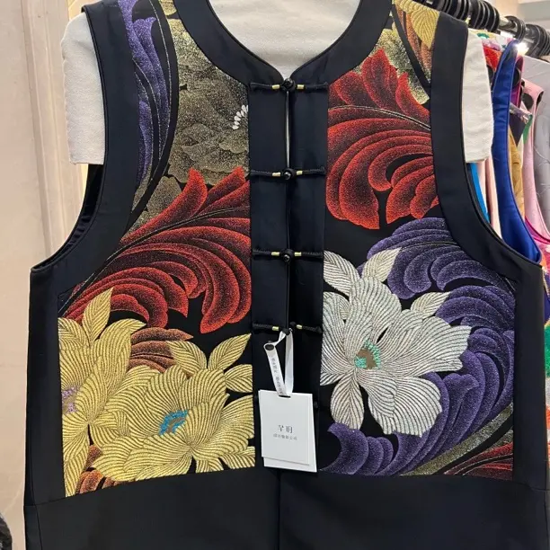 老苏州正绢工艺新中式国风重工刺绣女款提花无袖春秋百搭马甲上衣