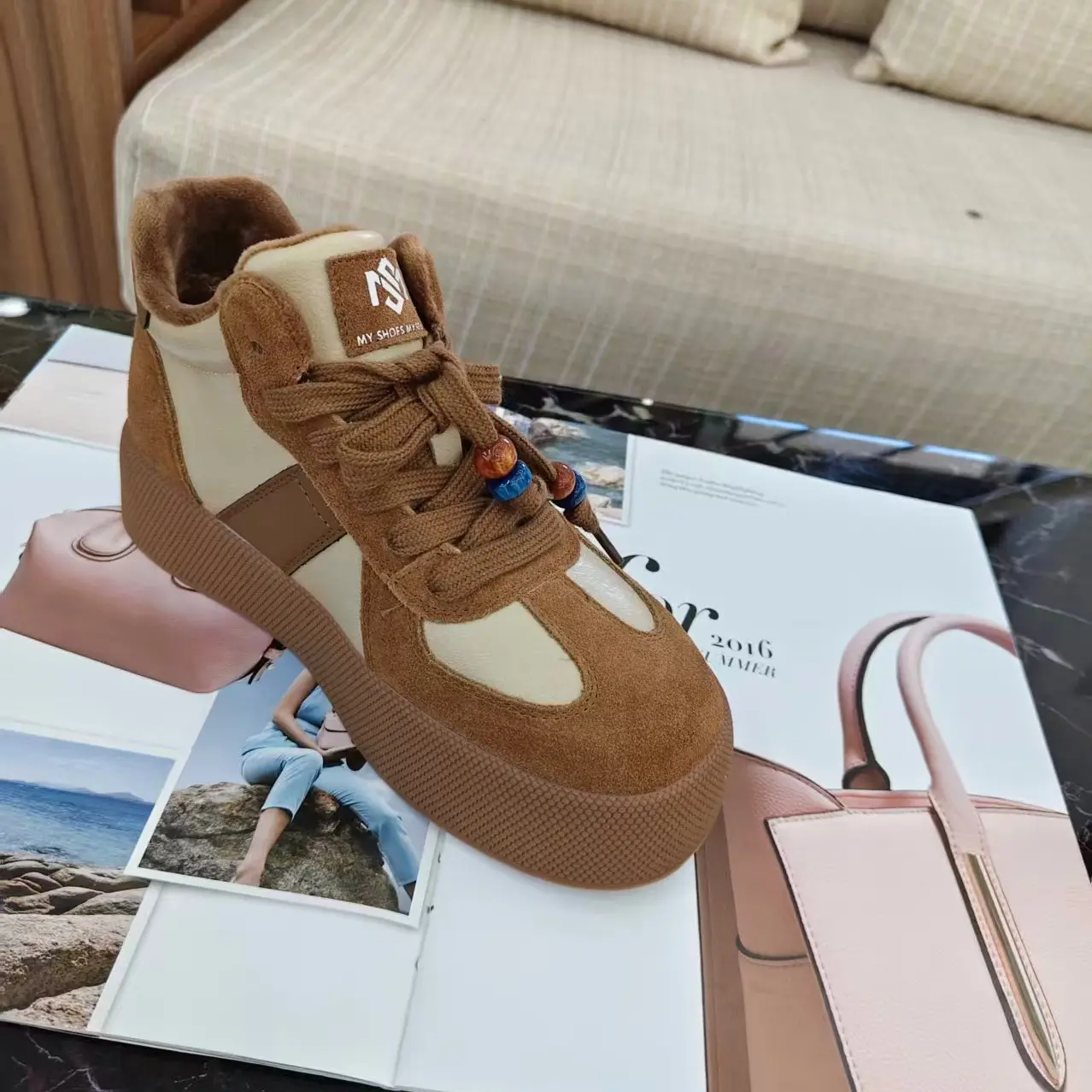 防滑休闲鞋高帮鞋棕色防水百搭保暖加绒透气板鞋耐磨