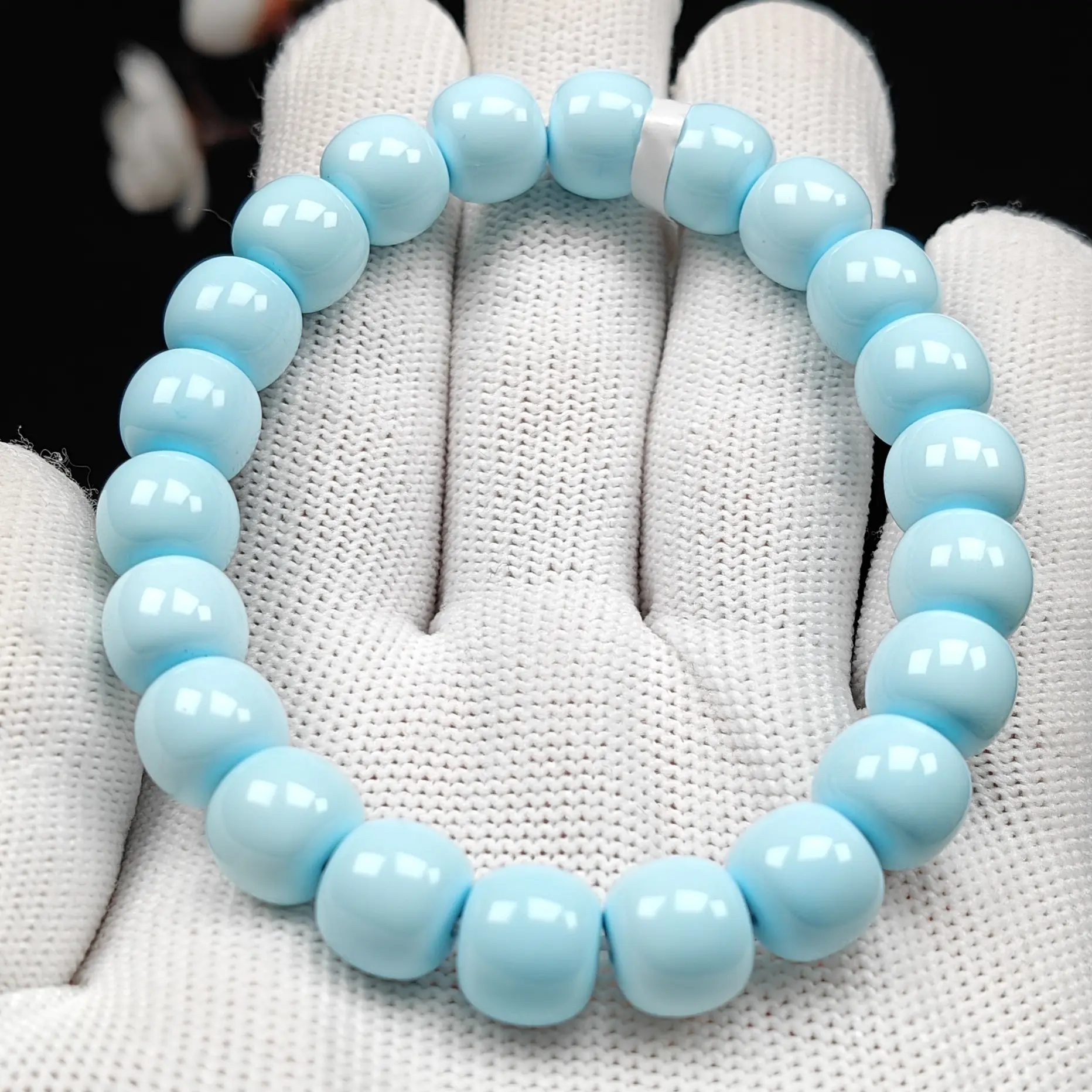 石凡珠宝原矿绿松石高品质高瓷蓝老型手串