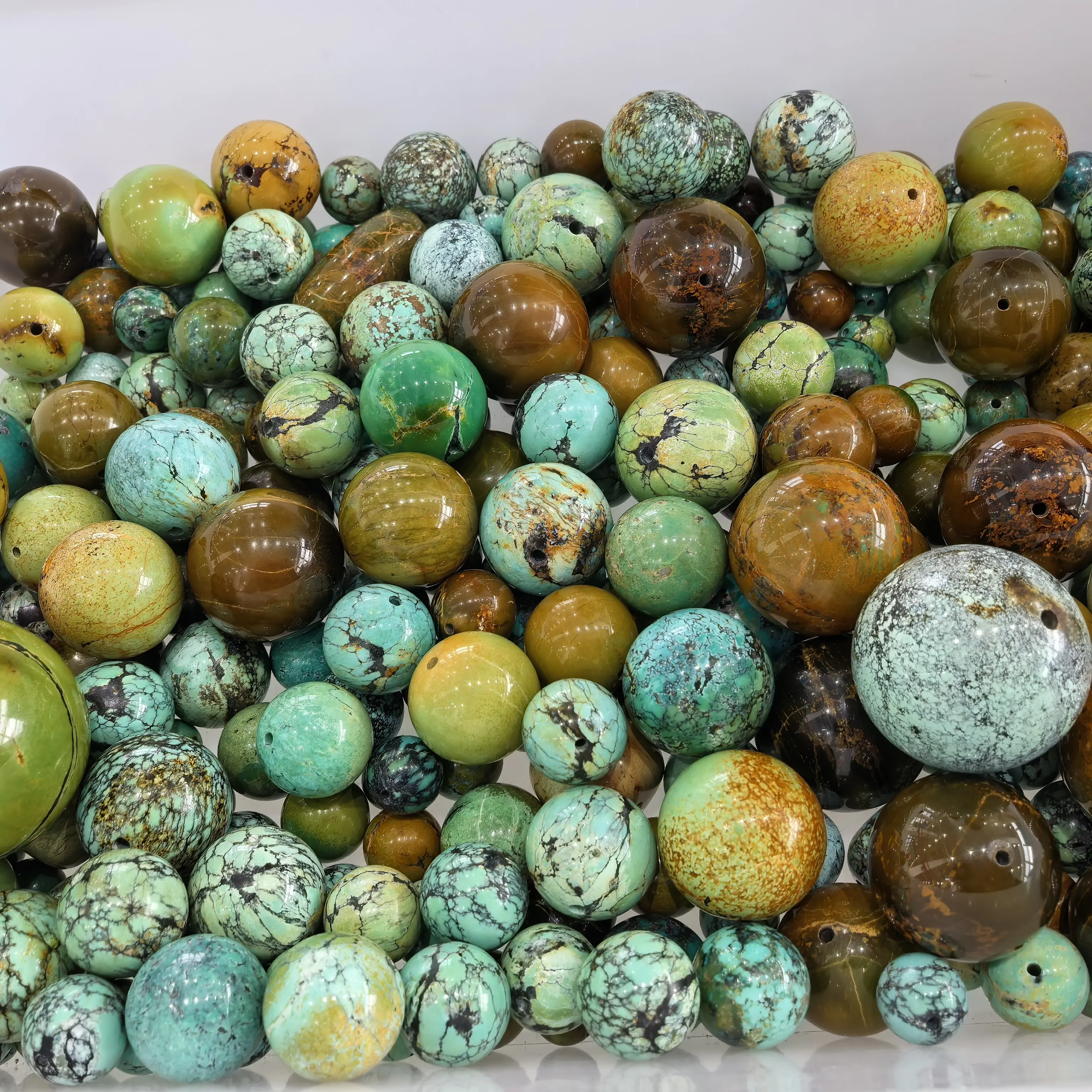 湖北奇石圆珠面包圈桶珠简约百搭时尚饰品