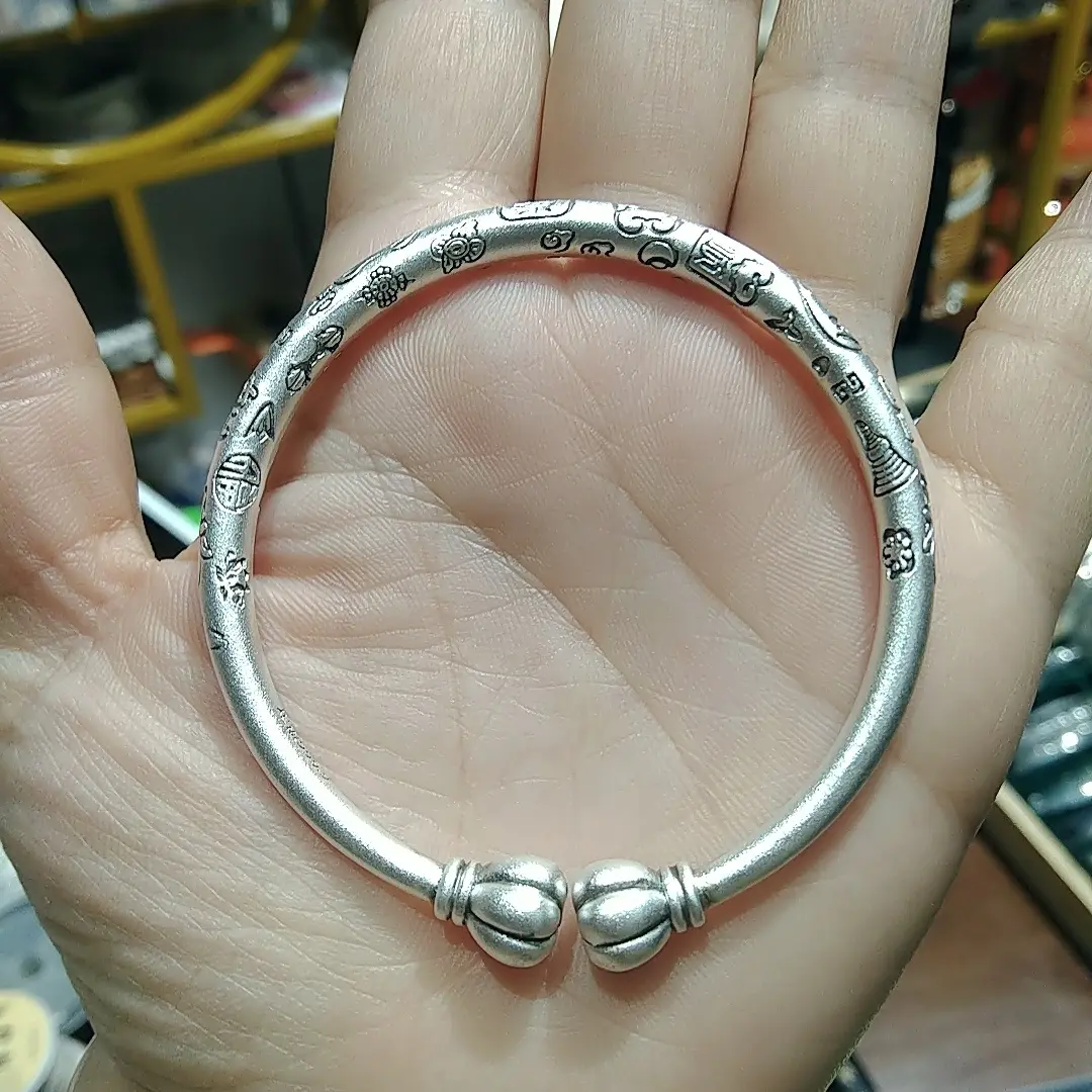 足银手镯  南瓜吉言实心足银手镯