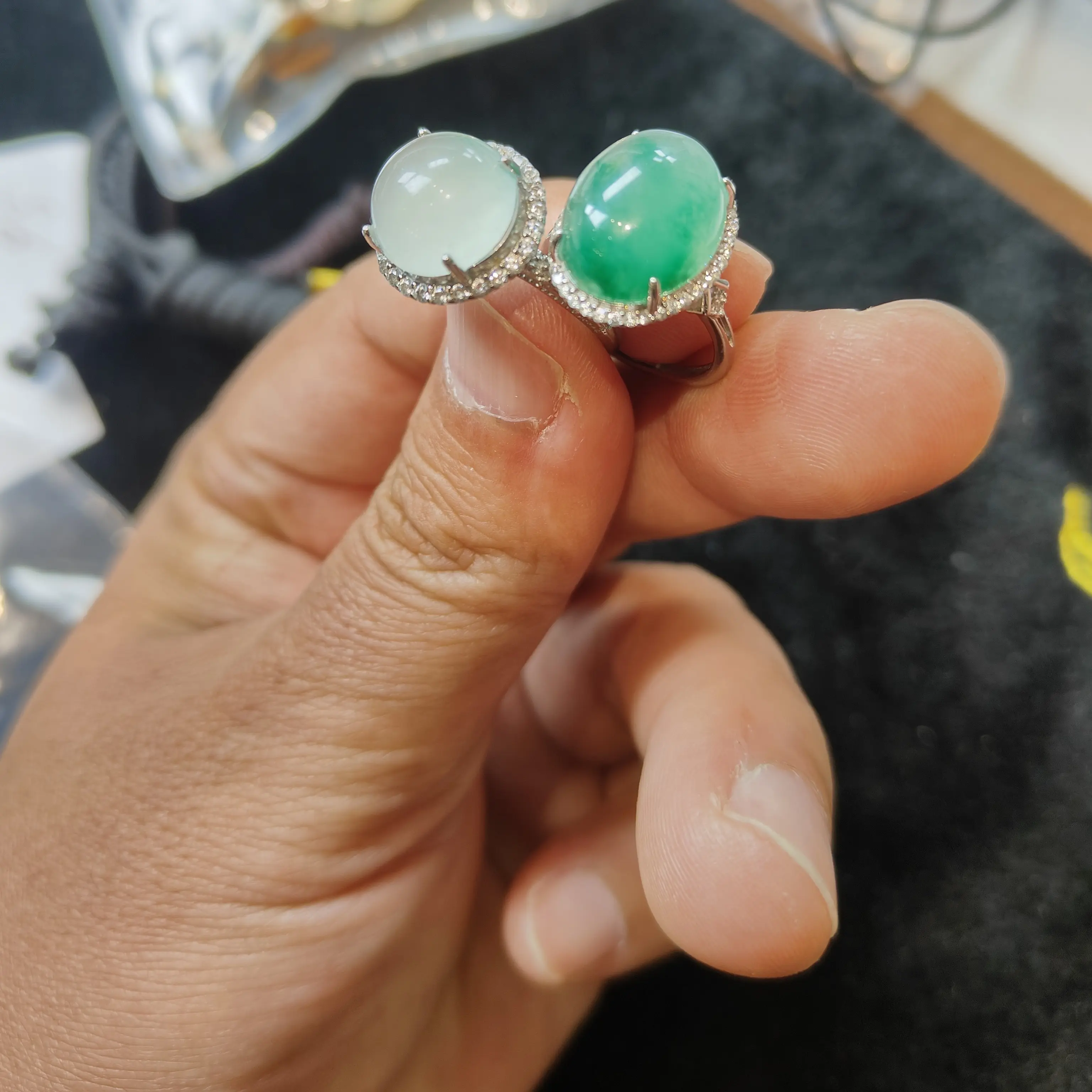 纯天然非洲翠戒指简约时尚百搭天然石英质玉