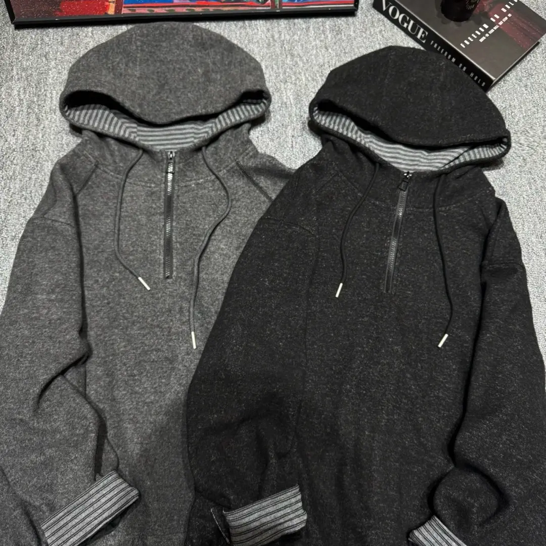 秋冬慵懒风半拉链连帽卫衣女休闲时尚上衣简单款长袖潮流