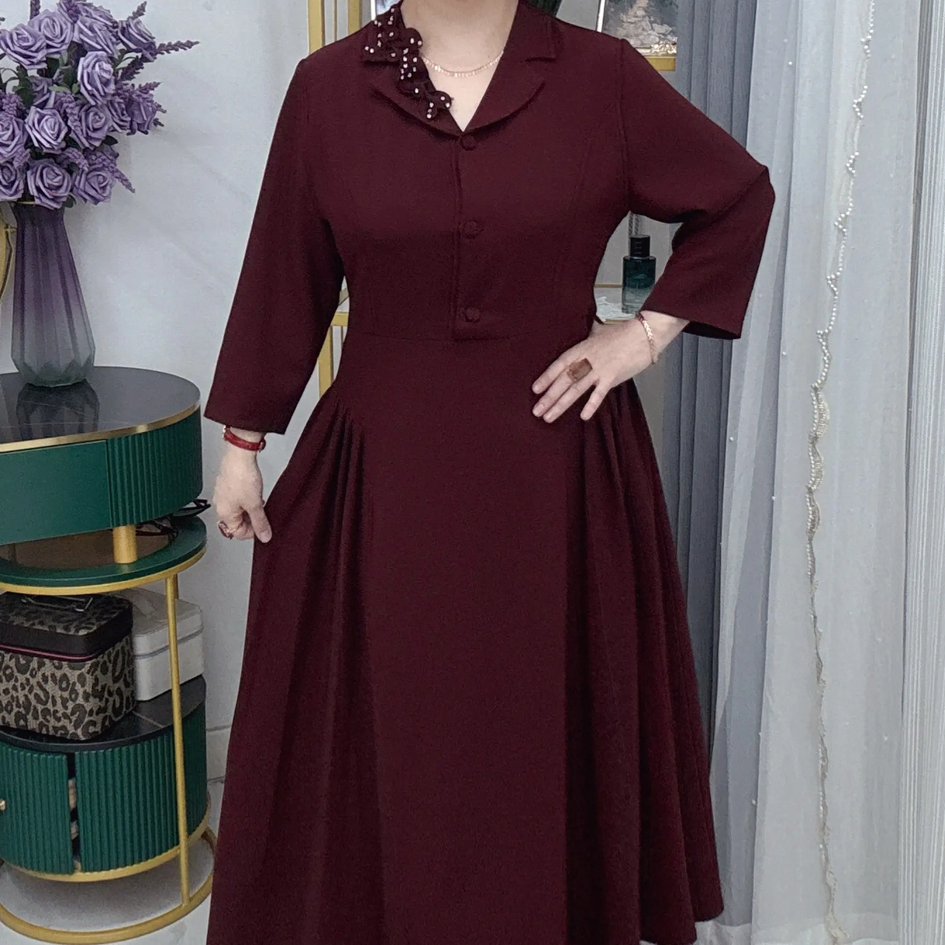 秋季优雅宽松显瘦女士中长连衣裙气质尽显