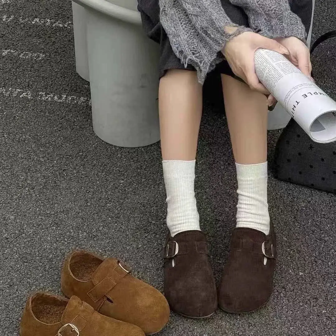 复古厚底勃肯鞋女冬季加绒保暖舒适内增高百搭单鞋