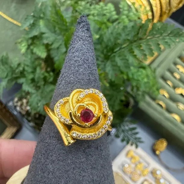 合金戒指 铜合金玫瑰花开口复古新中式精美女士戒指