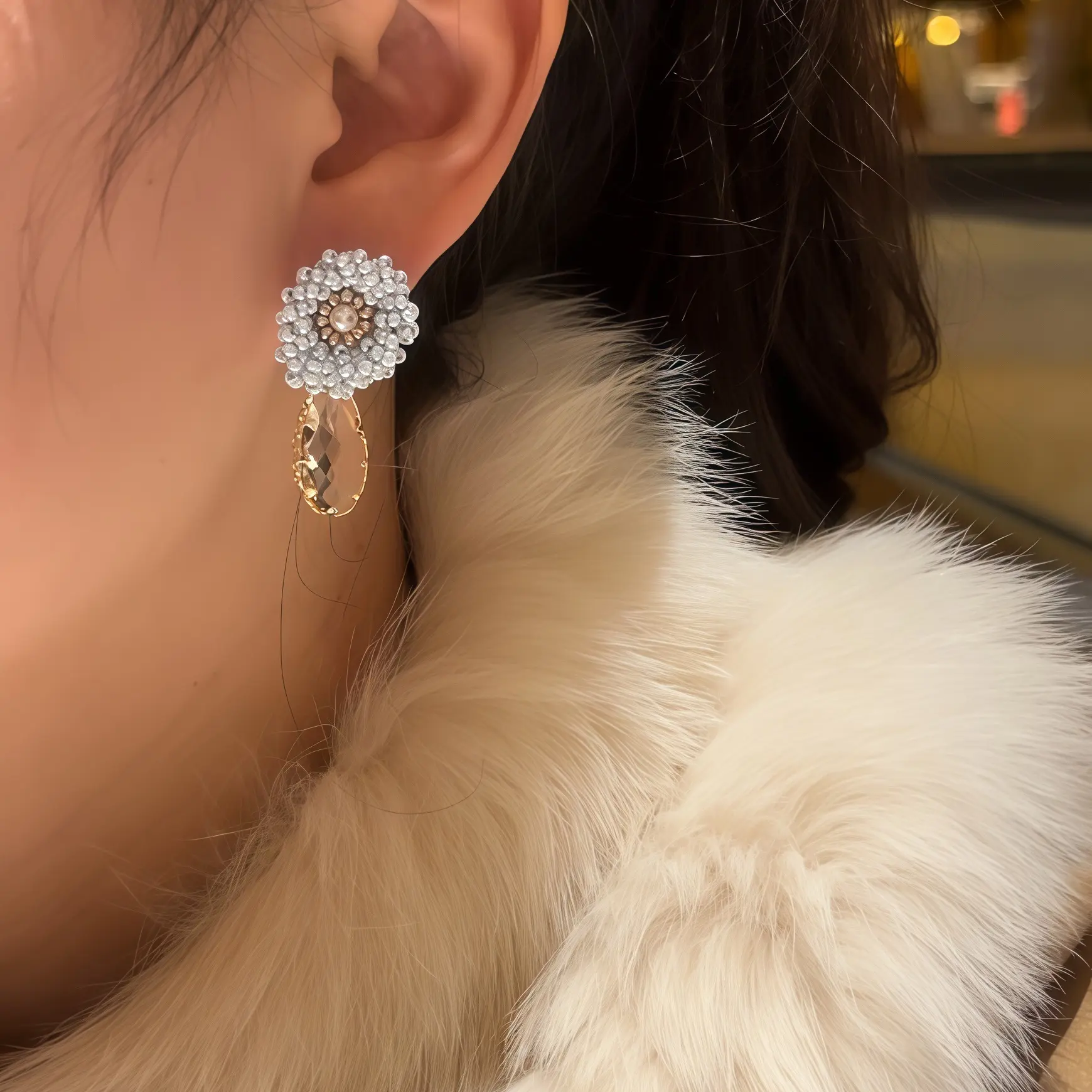 铜合金仿珍珠耳饰 水晶仿珍珠耳饰 个性时尚气质轻奢日常百搭耳环