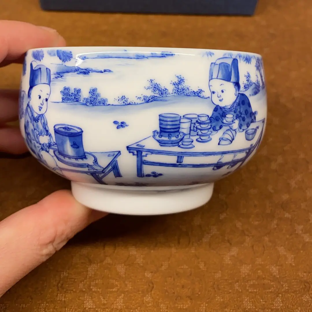 九段妙手野炊婴戏图圆融杯