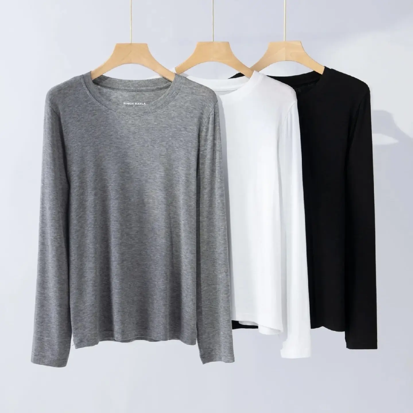 长袖圆领T恤女春秋冬薄款正肩显瘦内搭打底衫