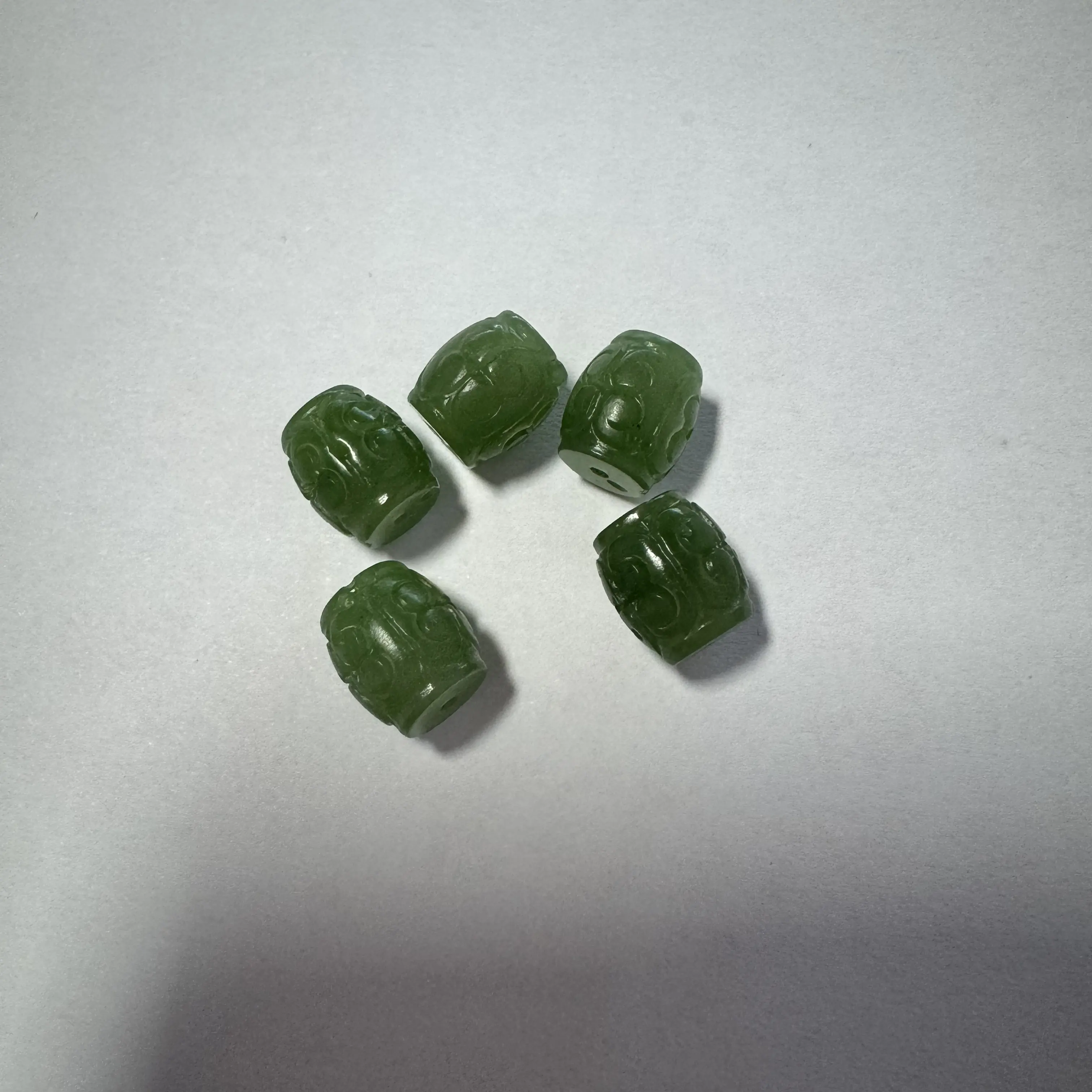 天然和田玉碧玉路路通精美玉石桶珠配件