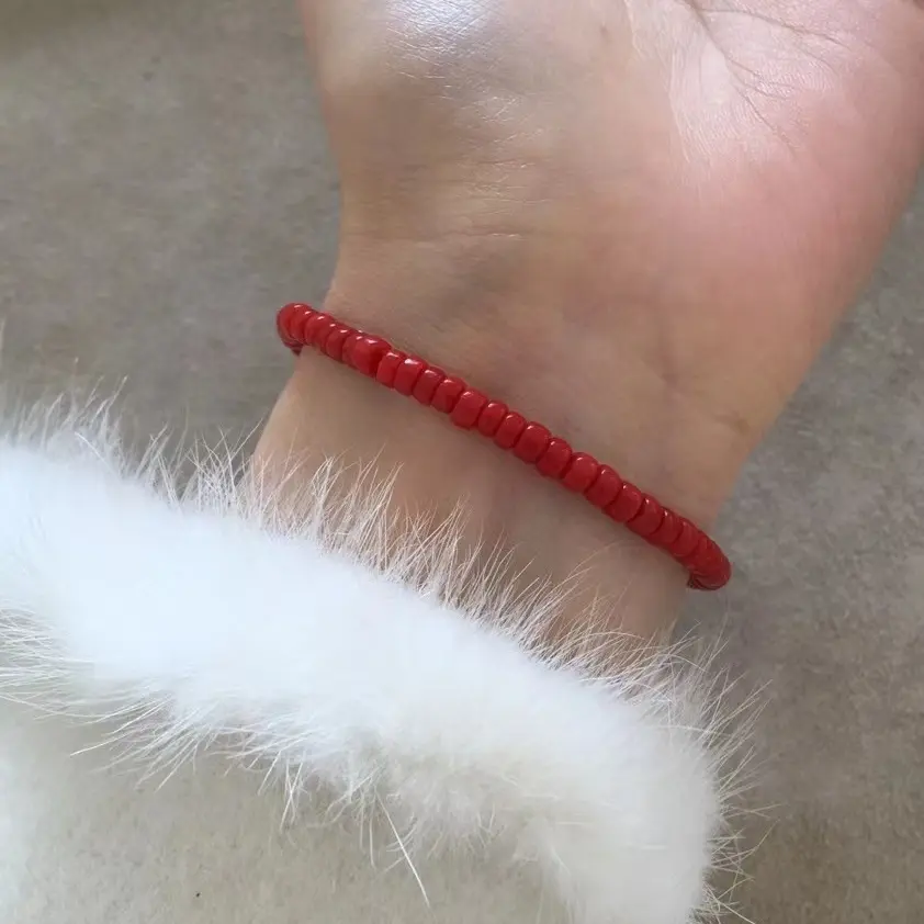 纯天然红珊瑚  科西卡直切手链  周长17cm