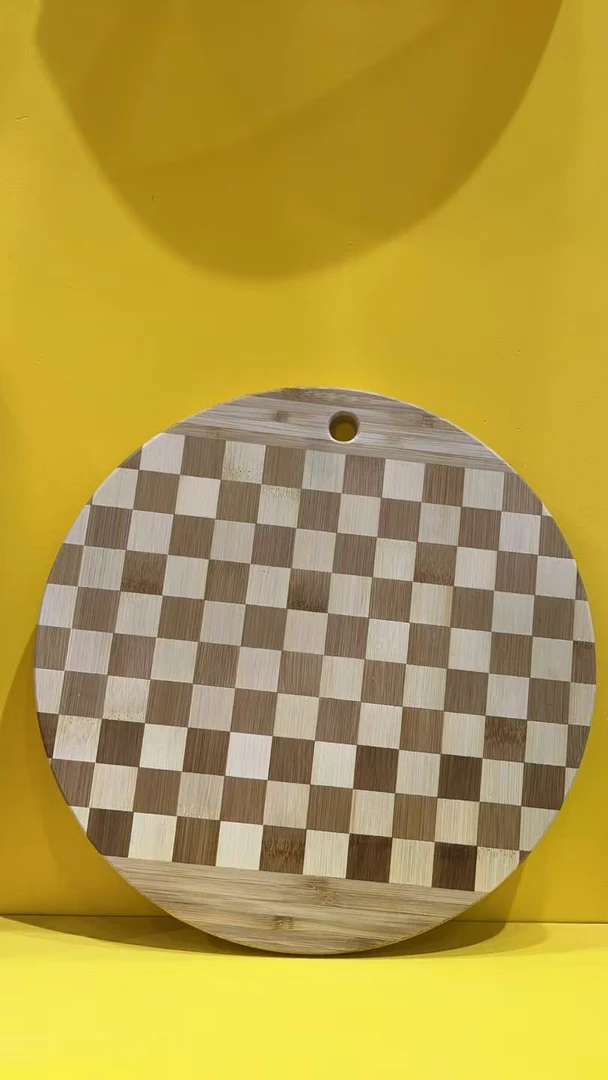 家逸实木棋盘格菜板（圆形）