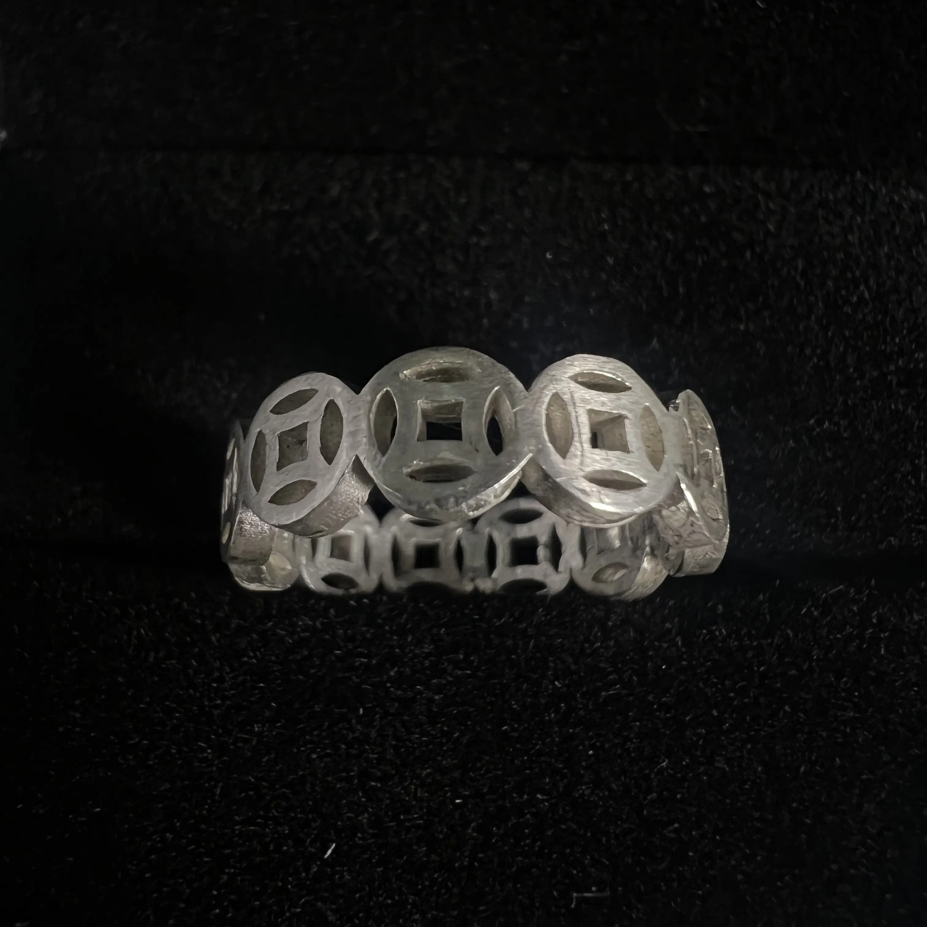 足银戒指 足银招财铜闭口情侣转运戒指时尚简约