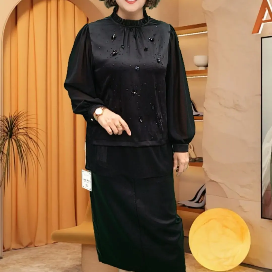 新款百搭精致木耳领桑蚕丝长袖打底上衣衬衫