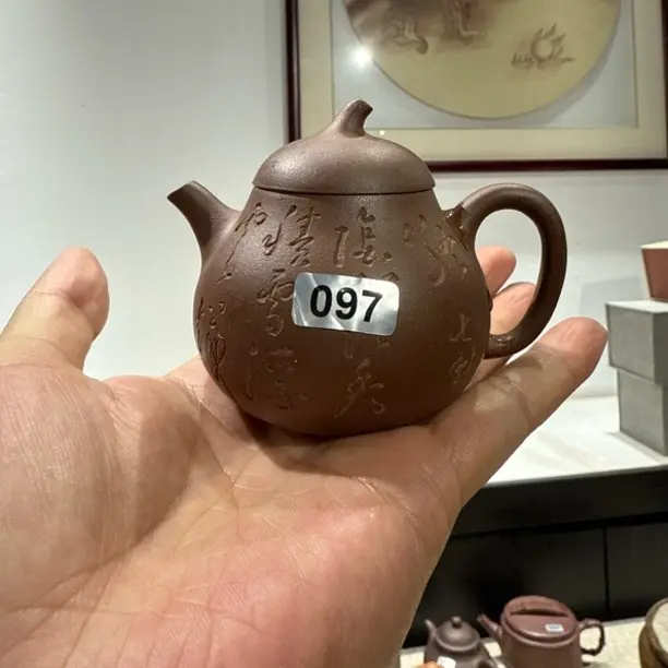 茄瓜泡茶壶155cc小容量内推紫砂壶手工茶壶茄段壶原矿红皮龙茶具