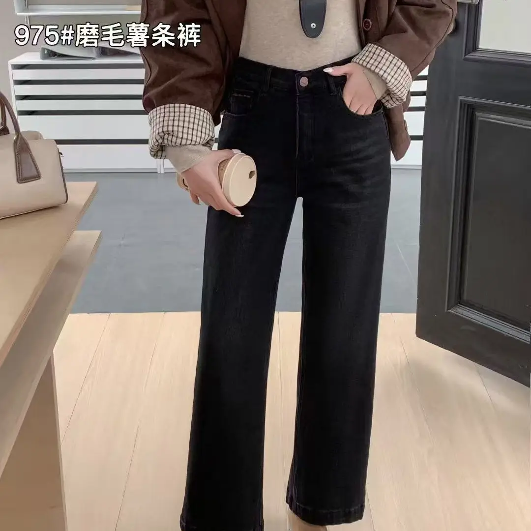 Na ／100加绒超柔保暖黑灰薯条牛仔裤新款显瘦弹力百搭