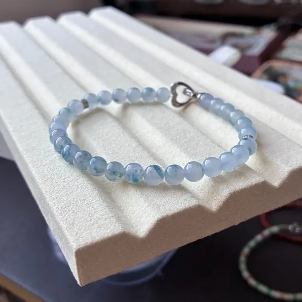 天然缅甸翡翠莫奈紫飘花圆珠手串卡6mm气质渐变温柔