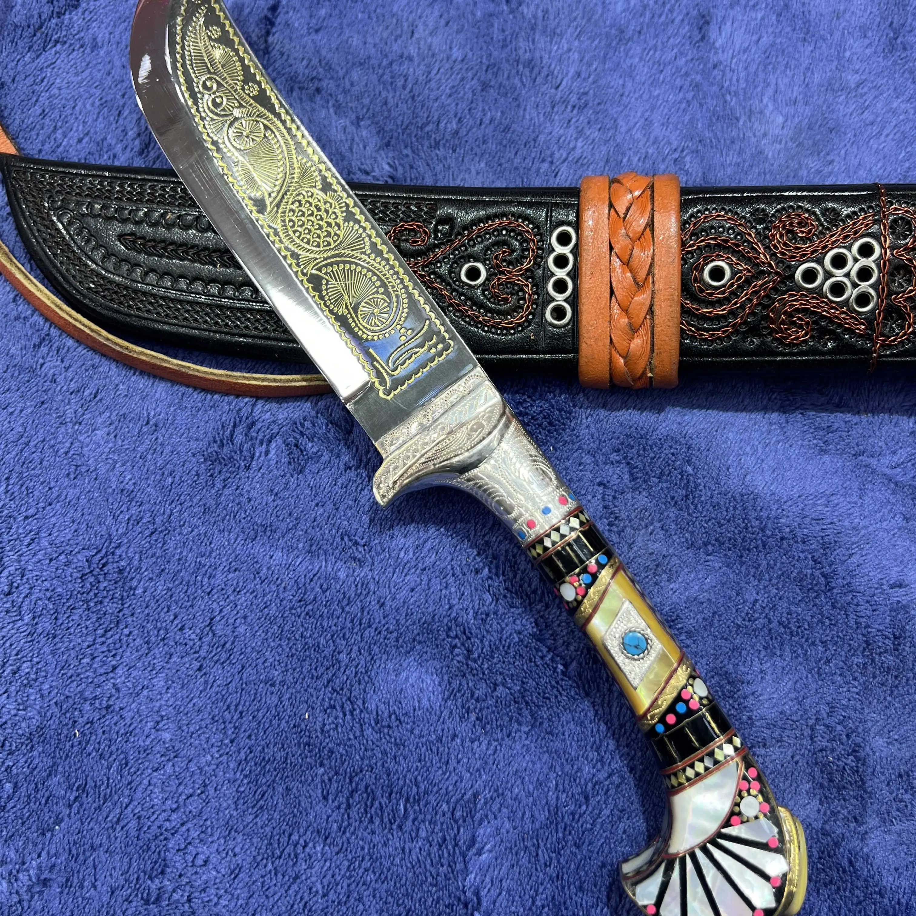 英吉沙小刀 收藏级别 银子托合提大师傅制作签名款