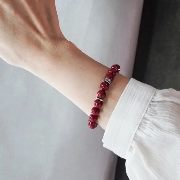 925银仿水晶手链 紫金时尚百搭饰品本命年新年礼物单圈并蒂莲