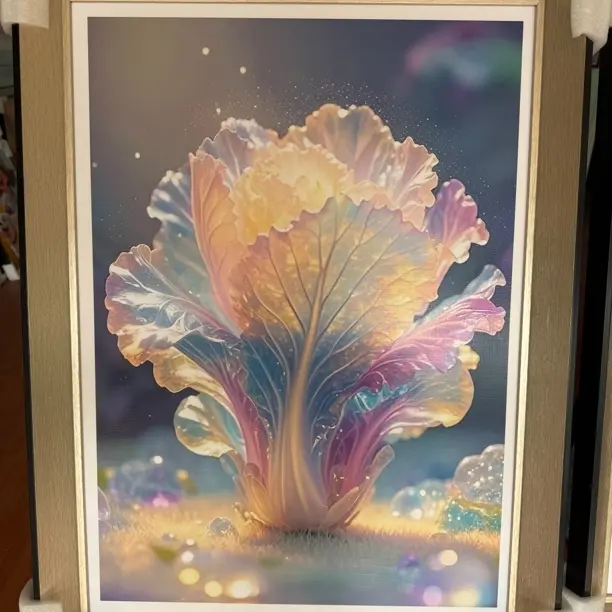 现代简约高级感白菜装饰画壁画白菜挂画钻石招财纳福客厅玄关挂画