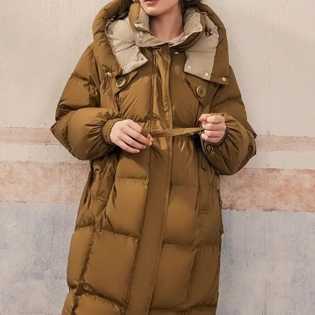 连帽长款加厚防风女冬季百搭款6626