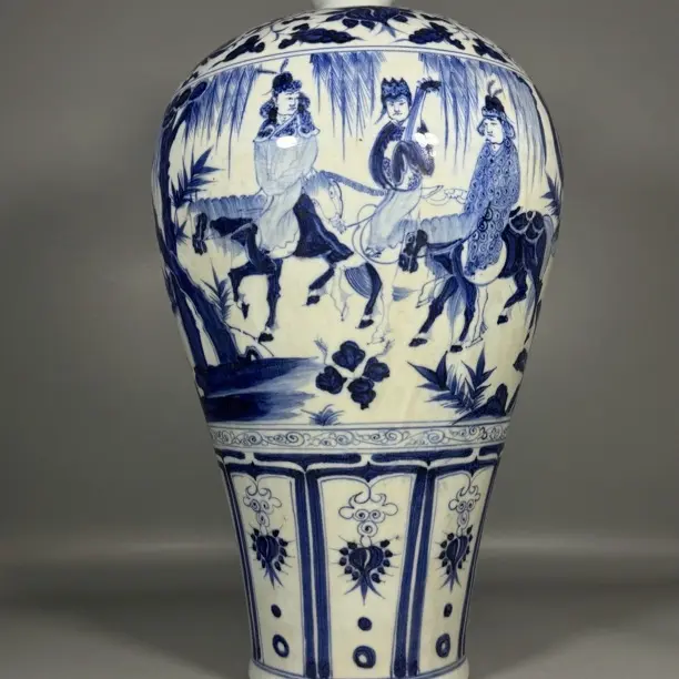 景德镇陶瓷器花瓶古摆件客厅元青花瓷古中式家居博古架