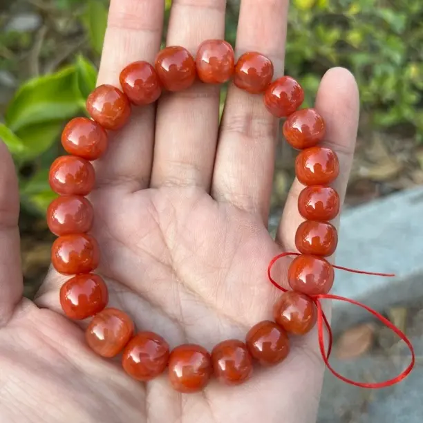 天然火焰纹南红玛瑙老型珠手串女款串珠手链多样性发一