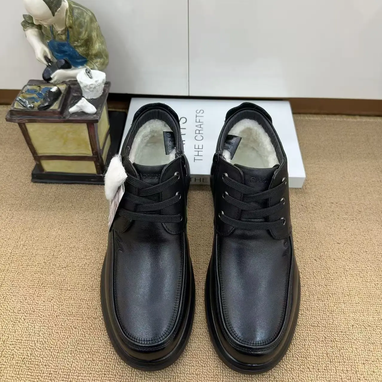 澳伦男鞋2025新款冬季羊毛加厚保暖大棉鞋真皮爸爸鞋皮毛一体皮鞋