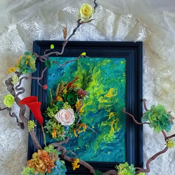 永生花搭配油画装饰品