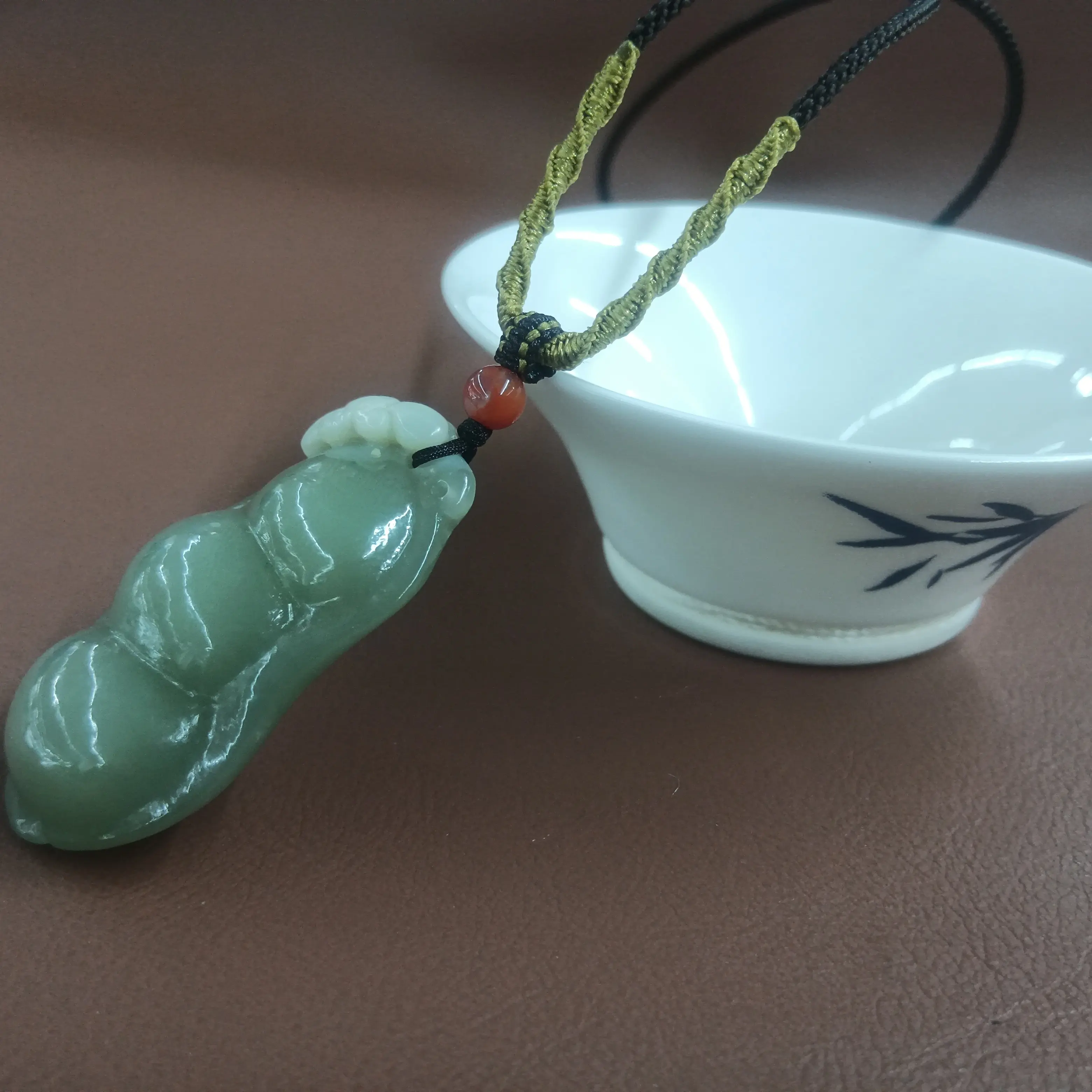 四季豆玉石四季平安福豆挂件