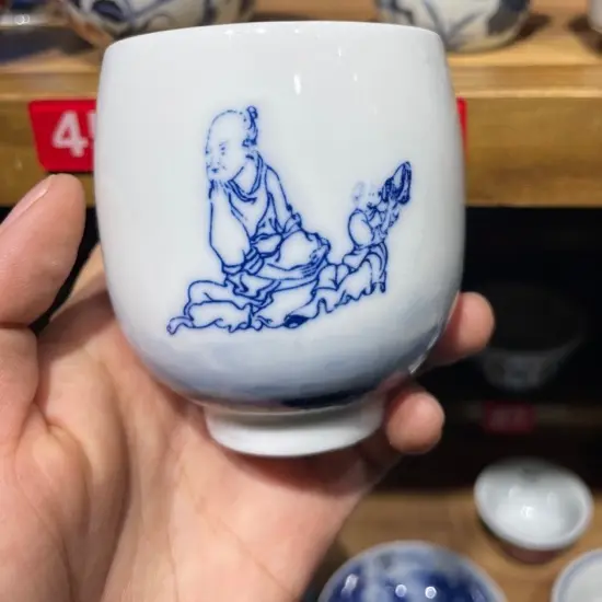 手工青花品茗主人杯100cc-110
