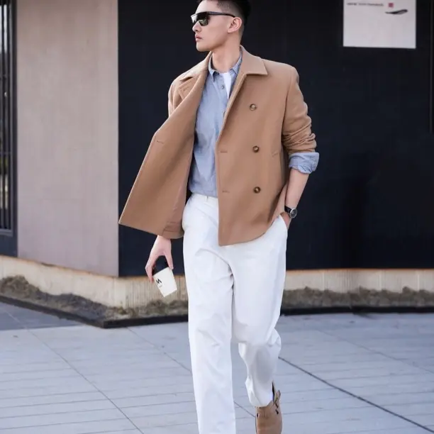 阿玛施通勤高端短款法式宽松毛呢外套